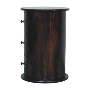 Monterey Drum Chest | Solid Mango Wood | Three Drawers | California Walnut Finish