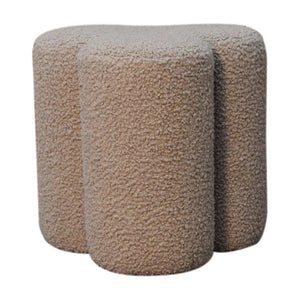 Mud Bouclé Clover Footstool | Sculptural Upholstered Stool | Soft Textured Accent