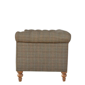 Multi Tweed Chesterfield Sofa | 2 Seater | Solid Mango Wood