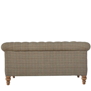 Multi Tweed Chesterfield Sofa | 2 Seater | Solid Mango Wood