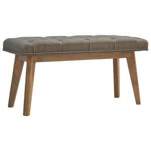 Multi Tweed Hallway Bench | Deep Button Seat | Mango Wood Legs