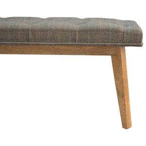 Multi Tweed Hallway Bench | Deep Button Seat | Mango Wood Legs