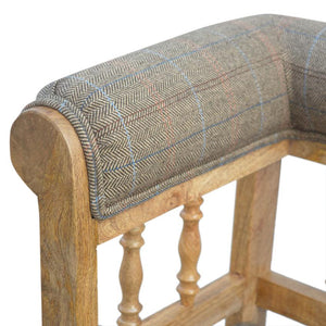 Multi Tweed Hallway Bench | Deep Button Seat | Solid Mango Wood