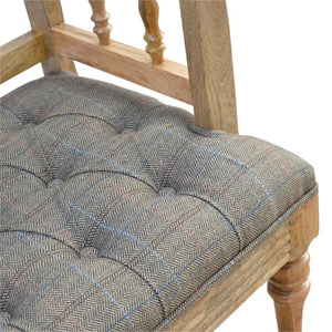 Multi Tweed Hallway Bench | Deep Button Seat | Solid Mango Wood