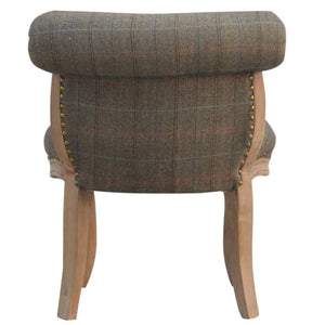 Multi Tweed Occasional Chair | Studded Accent Chair | Solid Mango Wood