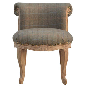 Multi Tweed Occasional Chair | Studded Accent Chair | Solid Mango Wood