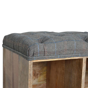 Multi Tweed Shoe Storage Bench | Open Shelving | Upholstered Entryway Seat