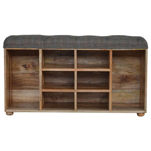 Multi Tweed Shoe Storage Bench | Open Shelving | Upholstered Entryway Seat