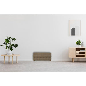 Multi Tweed Storage Ottoman | Buttoned Footstool | Solid Mango Wood