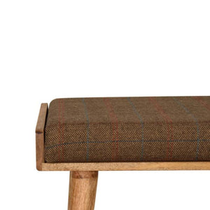 Multi Tweed Tray Footstool | Solid Mango Wood | Upholstered Seat | Nordic Style