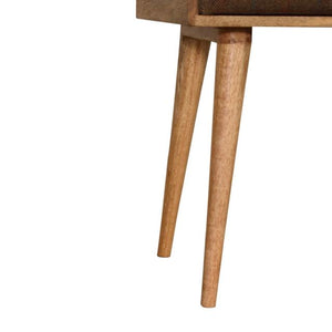 Multi Tweed Tray Footstool | Solid Mango Wood | Upholstered Seat | Nordic Style