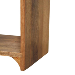Newton Mini Bedside Table | Solid Mango Wood | Oak-ish Finish | Drawer & Open Shelf