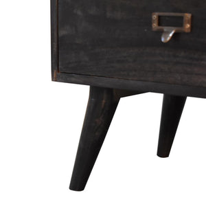Noir Filing Cabinet | Solid Mango Wood | Ash Black Finish | Labelled Storage Drawers