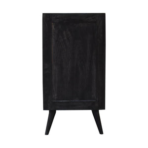Noir Filing Cabinet | Solid Mango Wood | Ash Black Finish | Labelled Storage Drawers