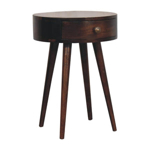 Nordic Circular Bedside | Solid Mango Wood | California Walnut Finish