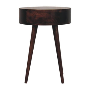 Nordic Circular Bedside | Solid Mango Wood | California Walnut Finish
