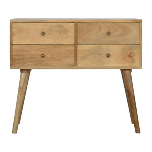 Nordic Mango Wood Console Table | 4 Drawers | Oak-Style Finish
