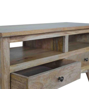 Nordic Media Entertainment Unit | Solid Mango Wood | Oak Finish | 2 Drawer TV Stand