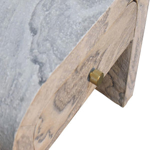 Nouveau Marble Effect Bedside Table | Solid Mango Wood | Oak-Ish Interior | 1 Drawer