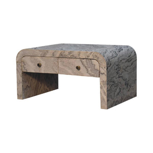Nouveau Marble Effect Coffee Table | Solid Mango Wood | Oak-Ish Interior | 4 Drawer Storage