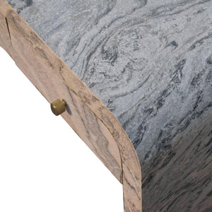 Nouveau Marble Effect Coffee Table | Solid Mango Wood | Oak-Ish Interior | 4 Drawer Storage