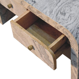 Nouveau Marble Effect Coffee Table | Solid Mango Wood | Oak-Ish Interior | 4 Drawer Storage