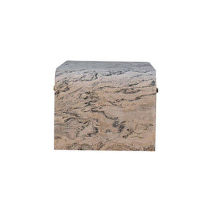 Nouveau Marble Effect Coffee Table | Solid Mango Wood | Oak-Ish Interior | 4 Drawer Storage
