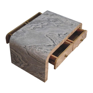 Nouveau Marble Effect Coffee Table | Solid Mango Wood | Oak-Ish Interior | 4 Drawer Storage