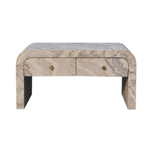 Nouveau Marble Effect Coffee Table | Solid Mango Wood | Oak-Ish Interior | 4 Drawer Storage