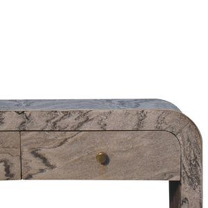 Nouveau Marble Effect Media Unit | Solid Mango Wood | Oak-Ish Interior | 2 Drawer TV Stand