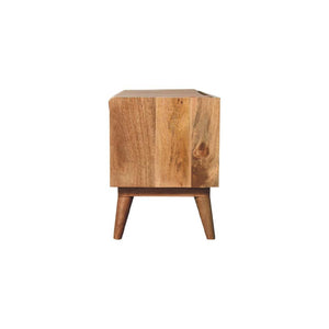 Oak-Inspired Bench with Tan Leather Seatpad | Artisan-Crafted Design