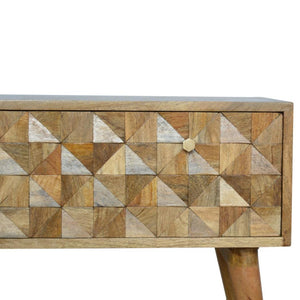 Oak-ish Diamond Bench | Geometric Detail | Versatile Home Seating
