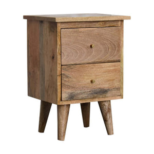 Oakridge 2 Drawer Bedside Table | Solid Mango Wood | Oak Finish | Nordic Legs