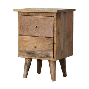 Oakridge 2 Drawer Bedside Table | Solid Mango Wood | Oak Finish | Nordic Legs