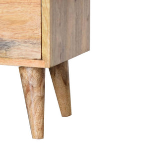 Oakridge 2 Drawer Bedside Table | Solid Mango Wood | Oak Finish | Nordic Legs