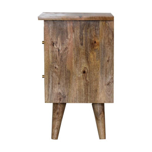 Oakridge 2 Drawer Bedside Table | Solid Mango Wood | Oak Finish | Nordic Legs
