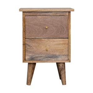 Oakridge 2 Drawer Bedside Table | Solid Mango Wood | Oak Finish | Nordic Legs