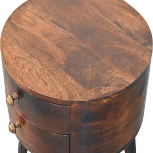 Odyssey Bedside Table | Solid Mango Wood | California Walnut Finish | 2 Drawer Nightstand