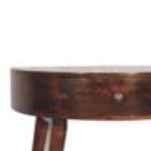 Odyssey Console Table | Solid Mango Wood | California Walnut Finish | Round Console Table with Drawer