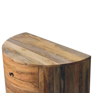 Odyssey Curved Chest of Drawers | Solid Mango Wood | Oak Finish | 3 Drawer Storage Chest
