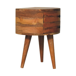 Odyssey Oak-Inspired Tripod Bedside | Solid Mango Wood | Tripod Leg Design