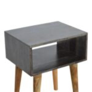 Open Bedside Table | Solid Mango Wood | Carbon Black Finish | Shelf Storage