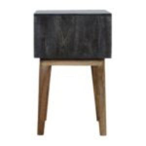 Open Bedside Table | Solid Mango Wood | Carbon Black Finish | Shelf Storage