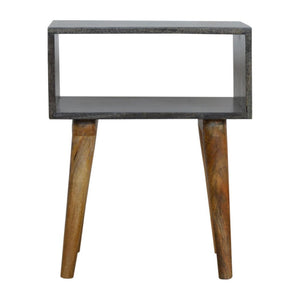 Open Bedside Table | Solid Mango Wood | Carbon Black Finish | Shelf Storage