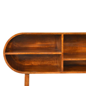 Open Circular Media Unit | Chestnut Finish | Rounded TV Storage
