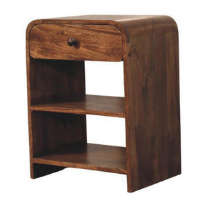 Open-Shelf Bedside Table with Drawer | Compact Bedroom Storage