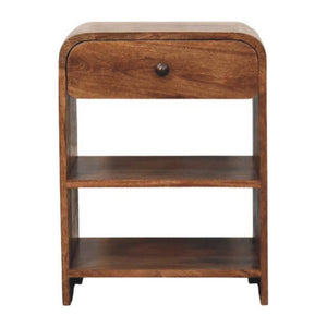 Open-Shelf Bedside Table with Drawer | Compact Bedroom Storage