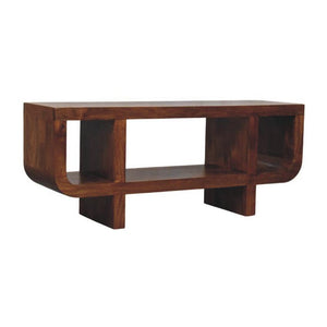 Orion Curved Chestnut Media Unit | Timber TV Cabinet | Soft Edge Living Room Storage