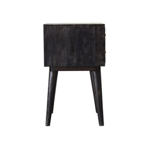 Oslo Brass Inlay Bedside Table | Solid Mango Wood | Ash Black Finish | 2 Drawers