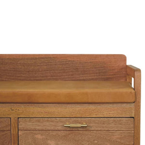 Oxford Storage Bench | Solid Mango Wood | Oak-ish Finish | 2 Drawers
